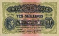 p26Ba from East Africa: 10 Shillings from 1939